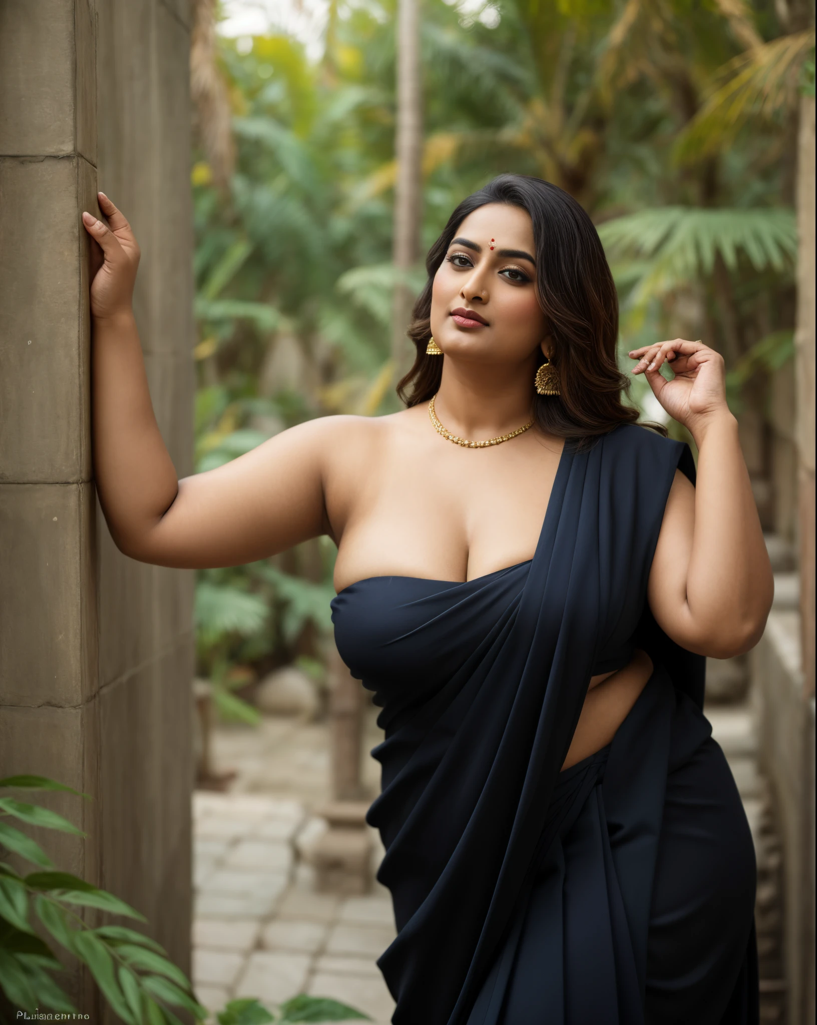Foto RAW, photorealistic, photography, full body shot, master shot, goddess like beauty, perfect thick chubby mallu Desi aunty bhabhi, Wearing a Stanapatta, a chest-band.Saree model, model Photography, Indian saree shoot, Indian traditional wear advertising photography, traditional wear brand shoot, face of Indian actress Sonakshi Sinha, masterpiece, realistic, realism, incredible details, sensual pleasure, photorealism, detailed skin, skin pores, high contrast, photorealistic Artstation 8k HD digital art trend of high definition and detailed realistic skin texture, ultra detail, realistic skin texture, armature, best quality, ultra high definition, (photorealistic:1.4),, high resolution, detail, raw photo, Re sharp, by Lee Jefferies Nikon D850 Film Stock Photo 4 Kodak Portra 400 Camera F1.6 Lens Rich Color Ultra Real Realistic Realistic Textures Dramatic Lighting Unreal Engine Trending at Art Station Cinestill 800,(pele altamente detalhada: 1.2), 8k UHD, DSLR, soft-lighting, alta qualidade, grain of film, Fujifilm XT3,she didn't like to wear blouse or bra, she is happy to wear only saree, she hates blouse or bra,