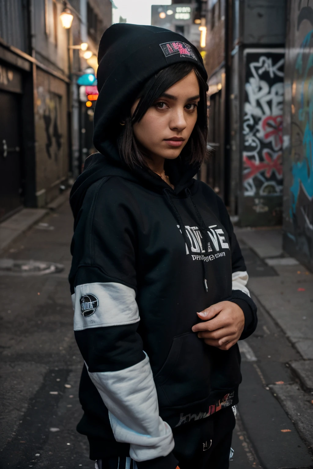Gender: Women
Age: Young Adult
Skin color: Olive
Ethnicity: Caribbean
Weight: Skinny
Height: Average
Hair length: Short
Hair type: Curly
Hair color: Black
Hair style: Undercut
Face: High Forehead, Long Face
Eyes color: Black
Clothes: Black Sneakers, Dark Blue Hoodie, Blue Jeans
