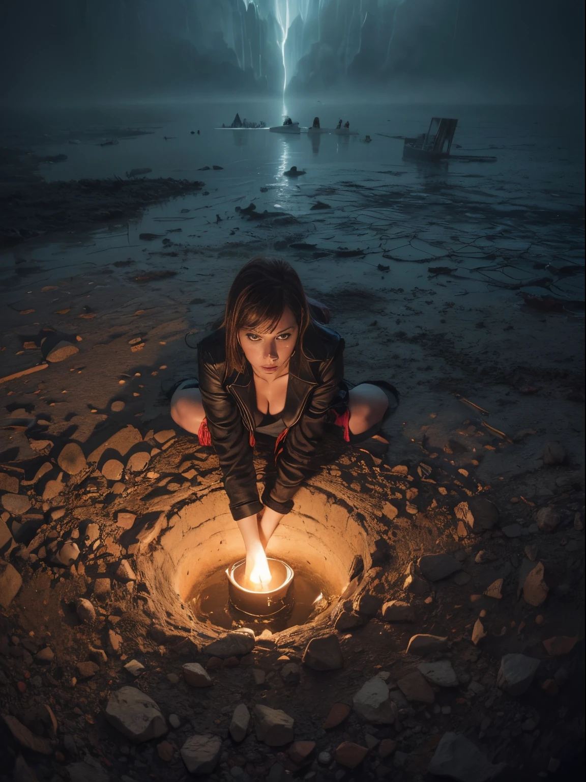 (melhor qualidade,high resolution,Obra de arte, aerial view:1.20),ultra-detalhado,A mulher Milf de 55 anos  ,Grandes flares no jeans, algemas, fouet, luvas pretas, ,doentio,drowning in a swamp,Dark Ecstasy,Fetiche exaustivo,Dark and gloomy Atmosfera,textura granulada,Retro, Atmosfera,realidade distorcida,melancholic expression on the face,aura misteriosa,foggy Atmosfera,fundo nebuloso,paleta de cores sutil,pose provocativa,strong emotions,Emergindo das profundezas do desespero,olhar penetrante,sombras intensas,Plunged into darkness,Terreno irregular,Disturbing Atmosfera,Um sentimento sobrenatural,Loss of space in time and space,Awkward silence.asymmetrical bangs, Sarda, cabelo rosa curto, franja, Sarda, olhos cinzentos,
