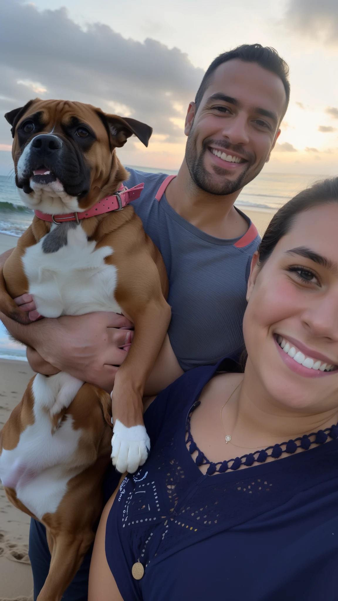 They are posing for a photo with a dog and a man., Daniel Mirador, fernanda suarez, dan dos santos, Imagen de perfil, Alejandro Ferra, Andrea Rocha, Caio Santos, borja, Malika Favre, 30-year-old woman from cuba, Puesto 4K, 4k post, Diego Fazio