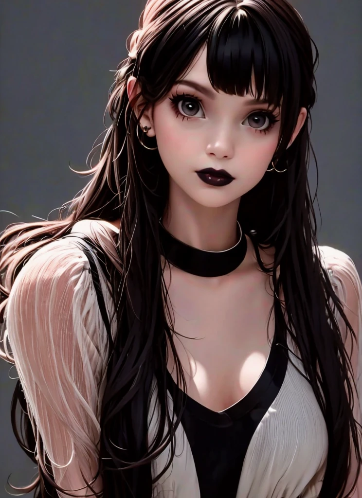 fashion magazine photo, a goth girl, portrait upper body,