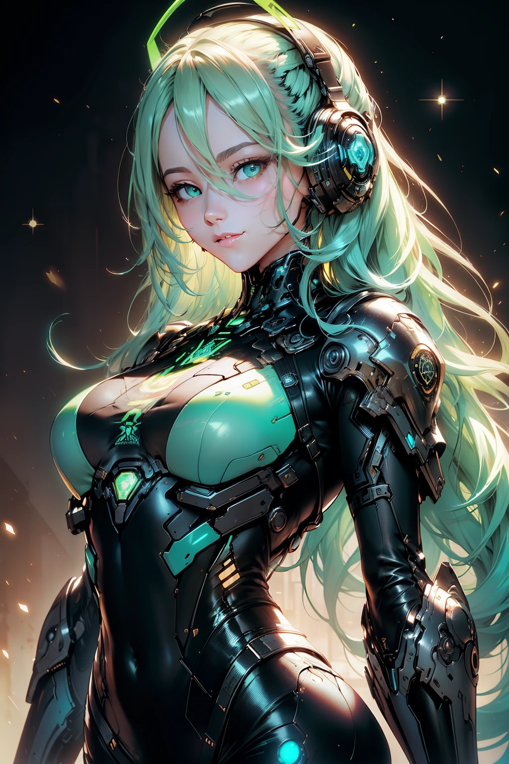 Beautiful Alluring Cyborg cybergoth female,Metal Chrome Bare Skin, Athletic Well Toned Body, exposed green fluorescent mechanical parts and wires, gunmetal mechanical limbs, glowing mechanical green parts, machine and human, wires instead of hair, In an undergound club, posing, Barely Clothed, glowing neon parts, Cyberpunk Theme, Cybergoth theme, Beautiful D&D Character Portrait, Beautiful Face, Ominous, Dark Fantasy, Fiverr Dnd Character, Octane Render, Digital Art, Extreme Detail, 4k, Ultra Hd, Polished, Beautiful, Hyperdetailed, Intricate, Elaborate, Meticulous, Photorealistic, Sharp Focus, Wlop, Character Design, Unreal Engine, 3d Rendered, Volumetric Lighting, Reflections, Glossy, Digital Illustration, Sensual Pose, Suggestive Pose, Full Body Shot, naked, visible nipples, puffy , 💖❤💕💋❣