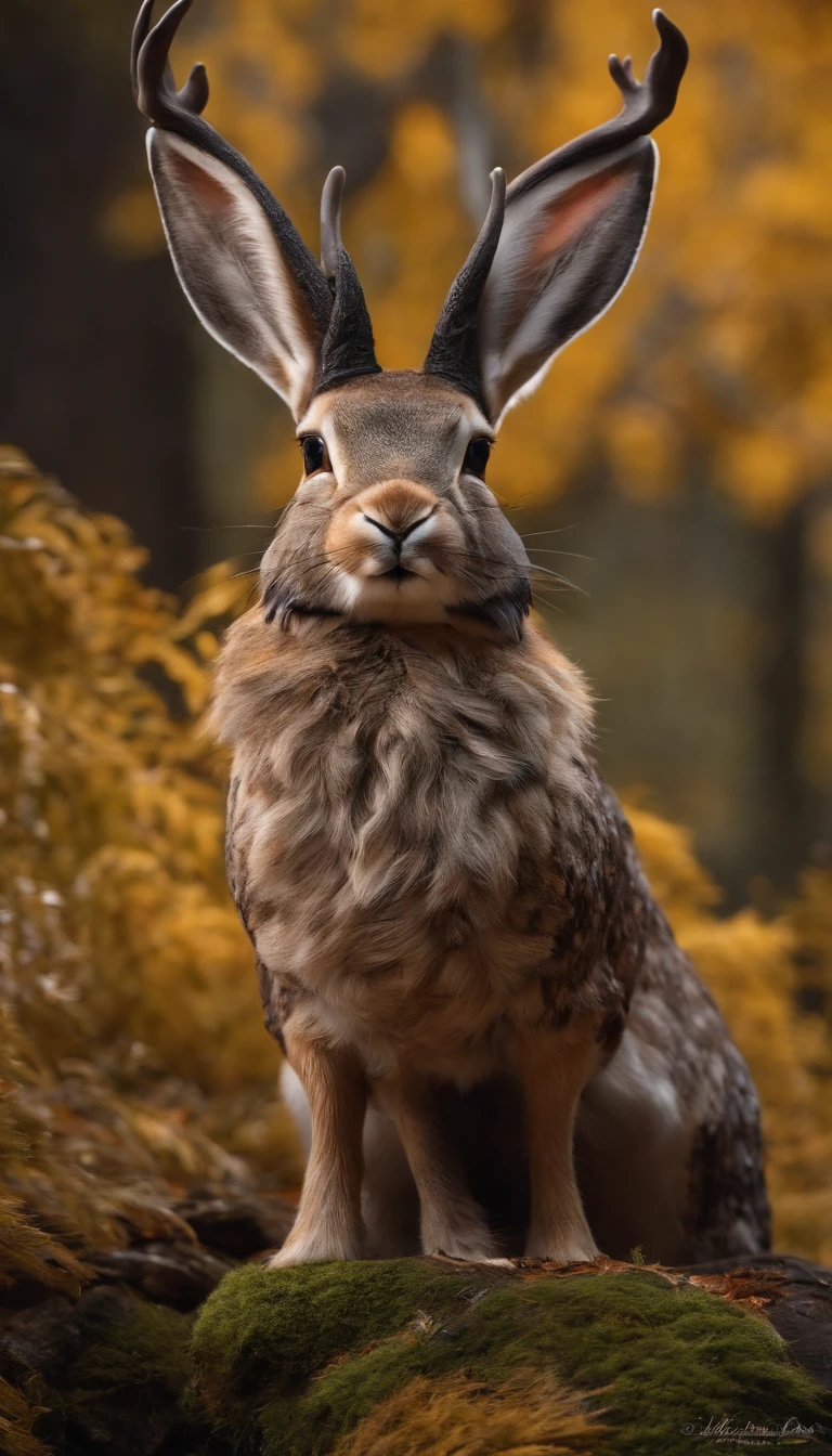 Ritter Jackalope, kurzes lila Haar, Jackalope-Geweih, dark armor(Meisterwerk, best quality)