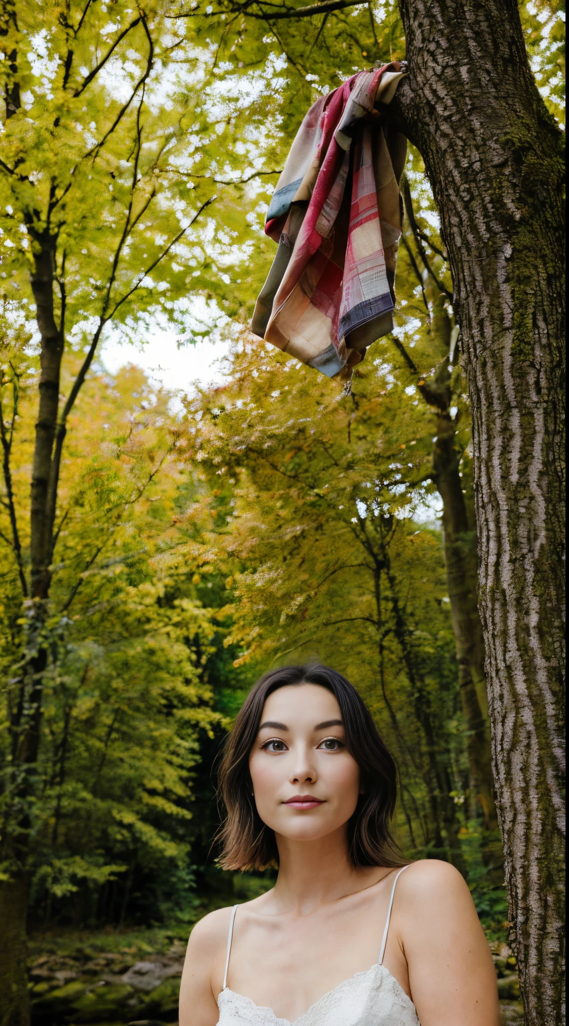 (Pièce maîtresse : 1.2), Rétro mystérieux, d’une beauté envoûtante,  détaillé coloré,vêtements de feuilles et de pailles  , faiblement éclairé, éclairage de mauvaise humeur, décor forêt photo professionnel