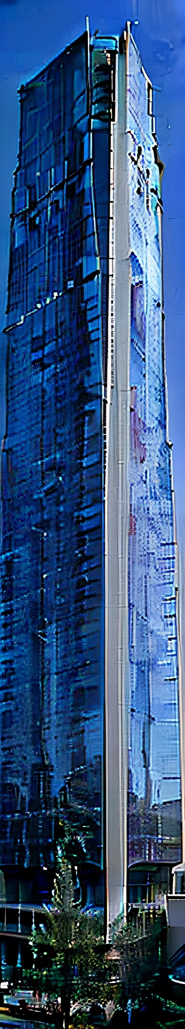 Top view of a futuristic giant skyscraper,Arafed image of a building,There are windows that are illuminated at night, Inspired a lot by Andreas Gursky,janelas, pale . Millions of glass walls, Many windows, endless empty office building, people at work, Unique monumental architectural focus,