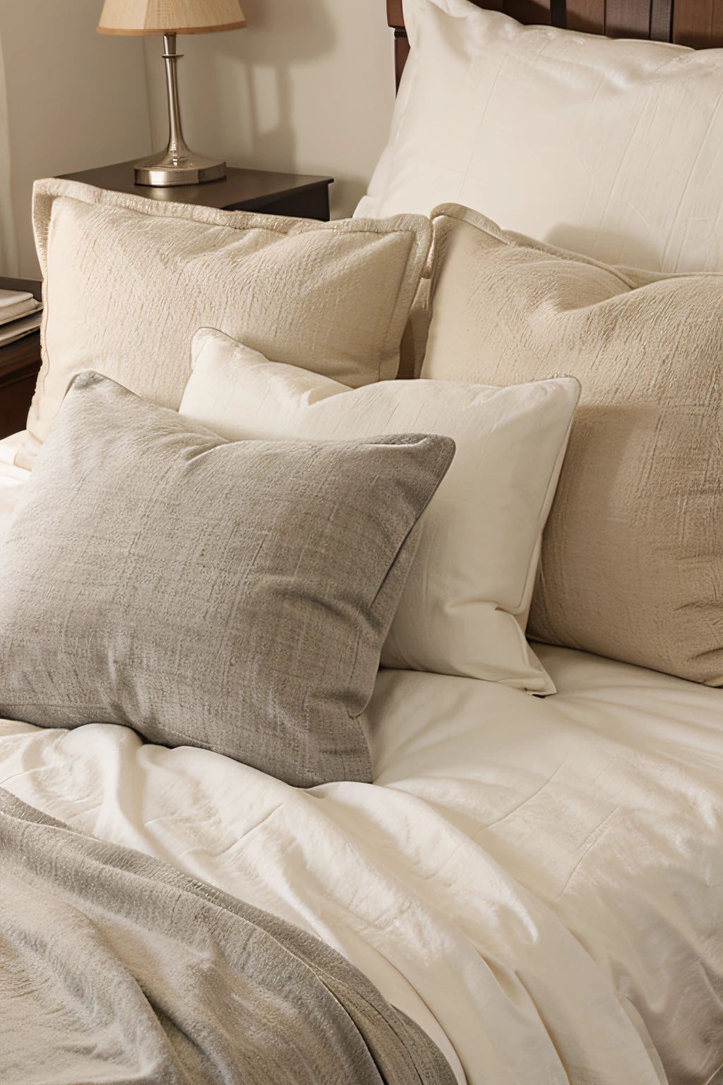 pillows and blankets in a bed