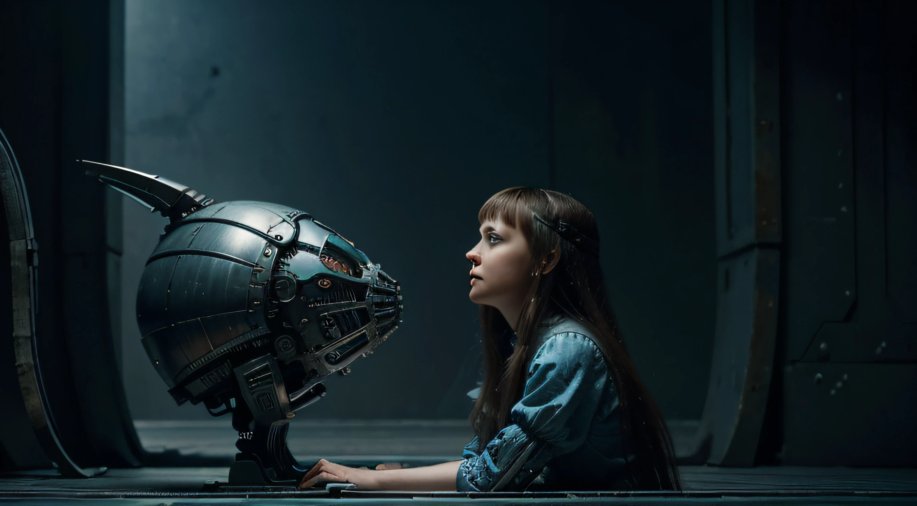 In an alternate version of Alice in Wonderland, in a futuristic story where Alice ((Dakota Fanning)) It's emotional, talking in profile with a biomechanical cat. The setting takes place in a dystopian world, inspired by the art of Władysław Beksiński and H.R. Giger.