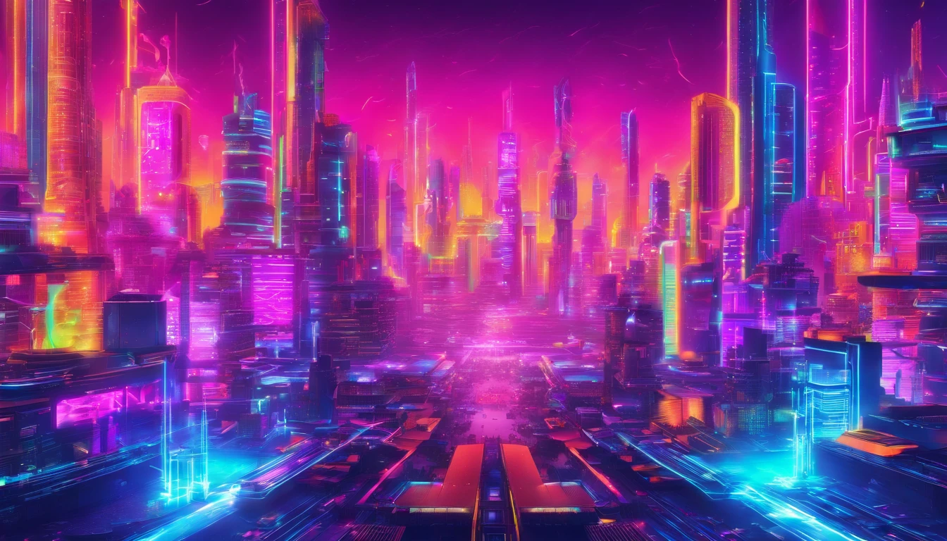 Close-up of a brightly lit city, futuristic digital art, geometric futuristic cityscape, Future city background, photo of futuristic cityscape, Future cityscape, Futuristic city landscape, 3d abstract rendering overlay, fundo futurista, 3d render digital art, cybernetic city background, neon cityscape background, Future city background, HD 3D rendering