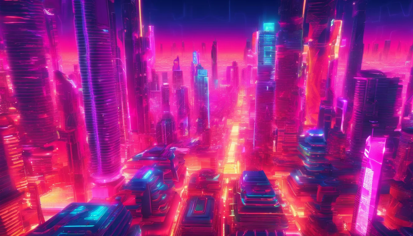 Close-up of a brightly lit city, futuristic digital art, geometric futuristic cityscape, Future city background, photo of futuristic cityscape, Future cityscape, Futuristic city landscape, 3d abstract rendering overlay, fundo futurista, 3d render digital art, cybernetic city background, neon cityscape background, Future city background, HD 3D rendering