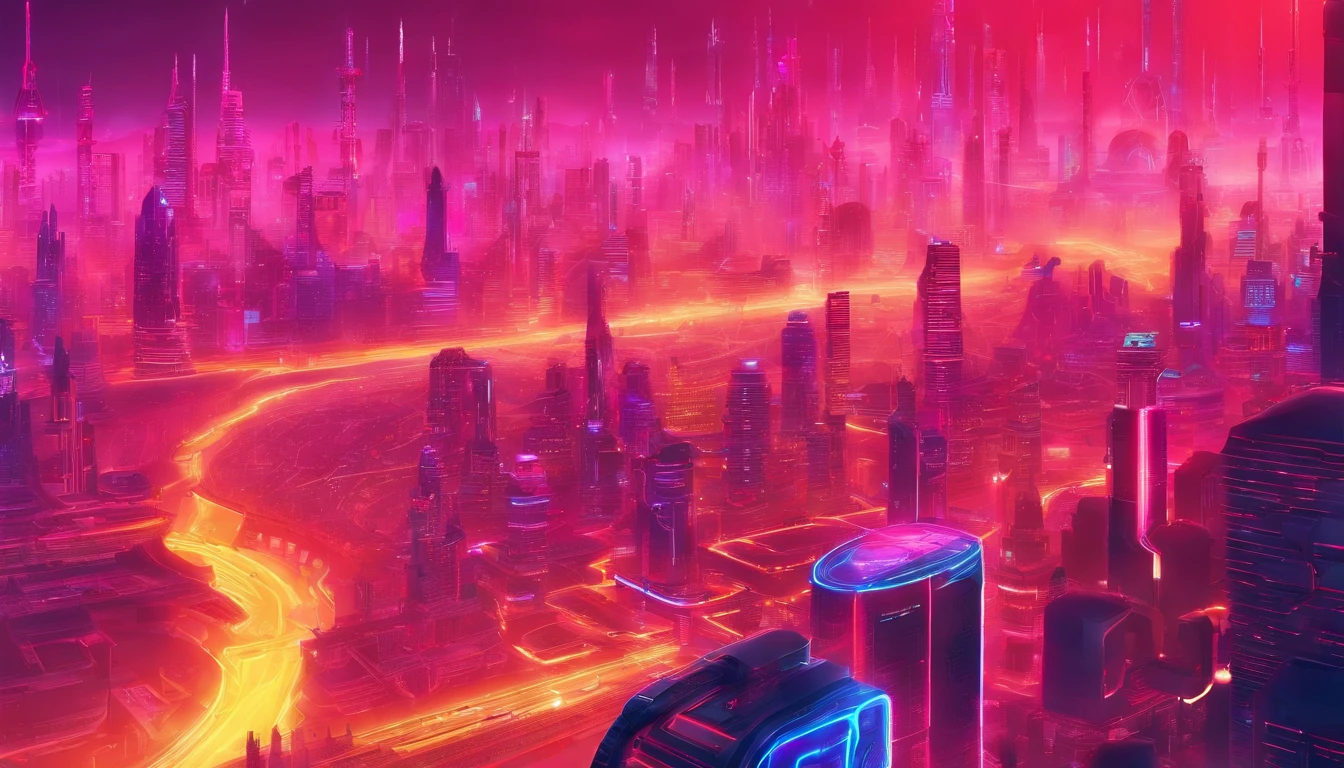 Close-up of a brightly lit city, futuristic digital art, geometric futuristic cityscape, Future city background, photo of futuristic cityscape, Future cityscape, Futuristic city landscape, 3d abstract rendering overlay, fundo futurista, 3d render digital art, cybernetic city background, neon cityscape background, Future city background, HD 3D,