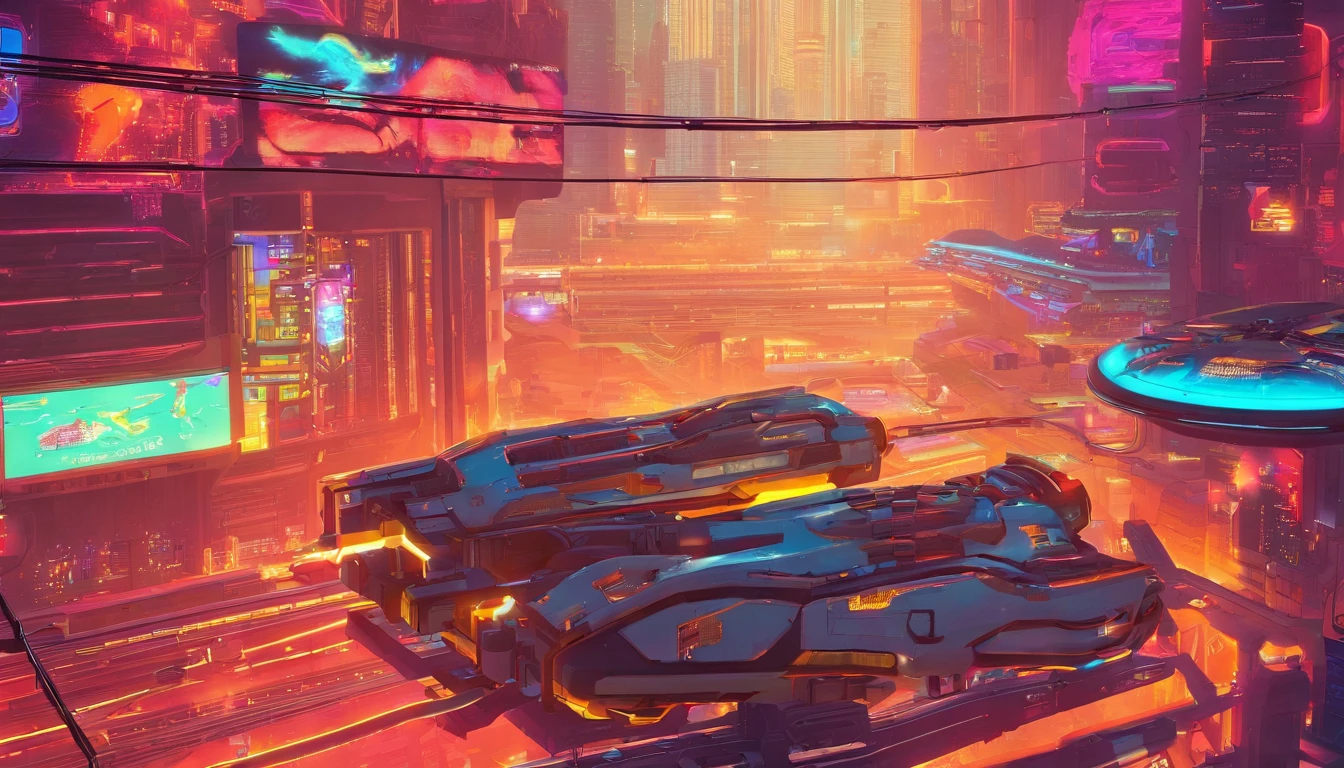 futuristic cityscapes, ((Cyborg)), (irregular architecture), solar panel materials, mechanical, (cyberpunk), (hovering trains), drones, realistic lighting, (abyss) masterpieces, high quality, beautiful graphics, high detail,