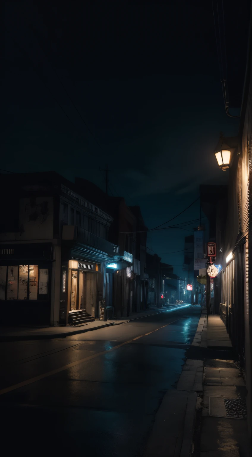 eerie downtown area、dark station、