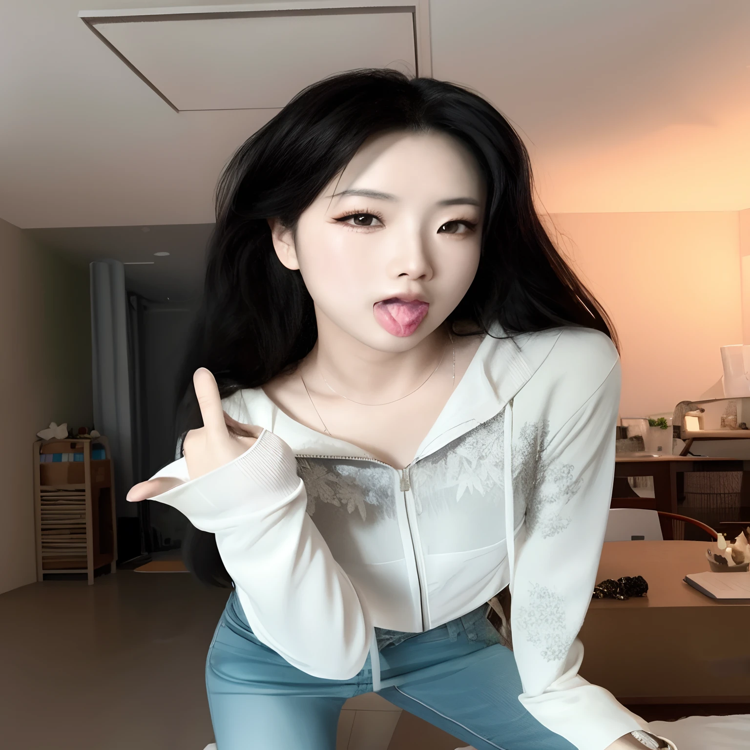 araffed asian woman making a funny face while making a peace sign, cruel korean goth girl, ulzzang, Chica coreana, Hermosa mujer surcoreana, Blackpink Jennie, Hermosa joven coreana, maquillaje popular de Corea del Sur, Wan adorable cara coreana, Hermosa joven coreana, Parque Roseanne de Blackpink, maquillaje coreano popular, Mujer coreana, portrait of female Korean idol