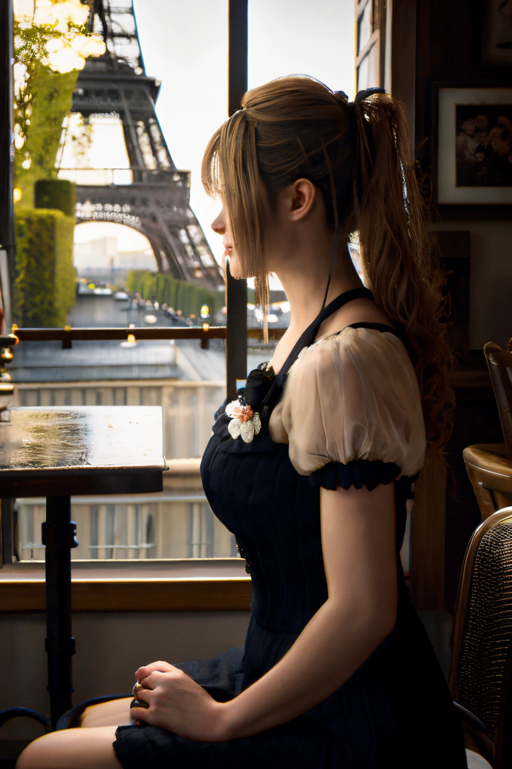 ....RAW, analogique, Nikon Z 85mm, award-winning glamour photography,
((Best quality)), ((Masterpiece)), ((Realstic)), 18th century, image vintage, fille magnifique, 21 ans,  Porter, Transparent_dentelle_Robe et corset, 18 ans, (longs cheveux blonds), yeux noisette, seins perky, sitting outside in a Parisian café, The Eiffel Tower in the background, petite, ((seins moyens)), innocent, Flower pedals in the air, ((Rousseur)), Intricate details, highly detailed, mise au point nette, digital render, professionnel, 4K, ArtStation, Artgerm, Rendu octane, Spring flowers in bloom, Rayons divins, hand model, Superbes yeux bleus, petite, Delicate, innocent, Marie Rose,cheveux blonds, twintails haute resolution, Detailed facial features, High detail, mise au point nette, lisse, aesthetics, Extremely detailed, timbre, Rendu octane,   photo_\(ultra\), photoreallistic, Realstic, Post-traitement, max detail, roughness, real life, ultra realist, photorealism, photographie, 8K UHD, photographie, SEMI-SILHOUETTE light, Rendu octane