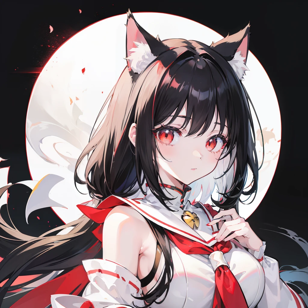 Anime girl with black hair and red eyes in a white costume, white cat girl, Anime girl with cat ears, Cat Anime Cute, Cat Anime Cute, Cat Anime, white fox - hair, anime moe art style, Cat-eared girl, 4K Anime Style, very cute girl cat anime, high quality anime art, blanche ( catss ) girl with
