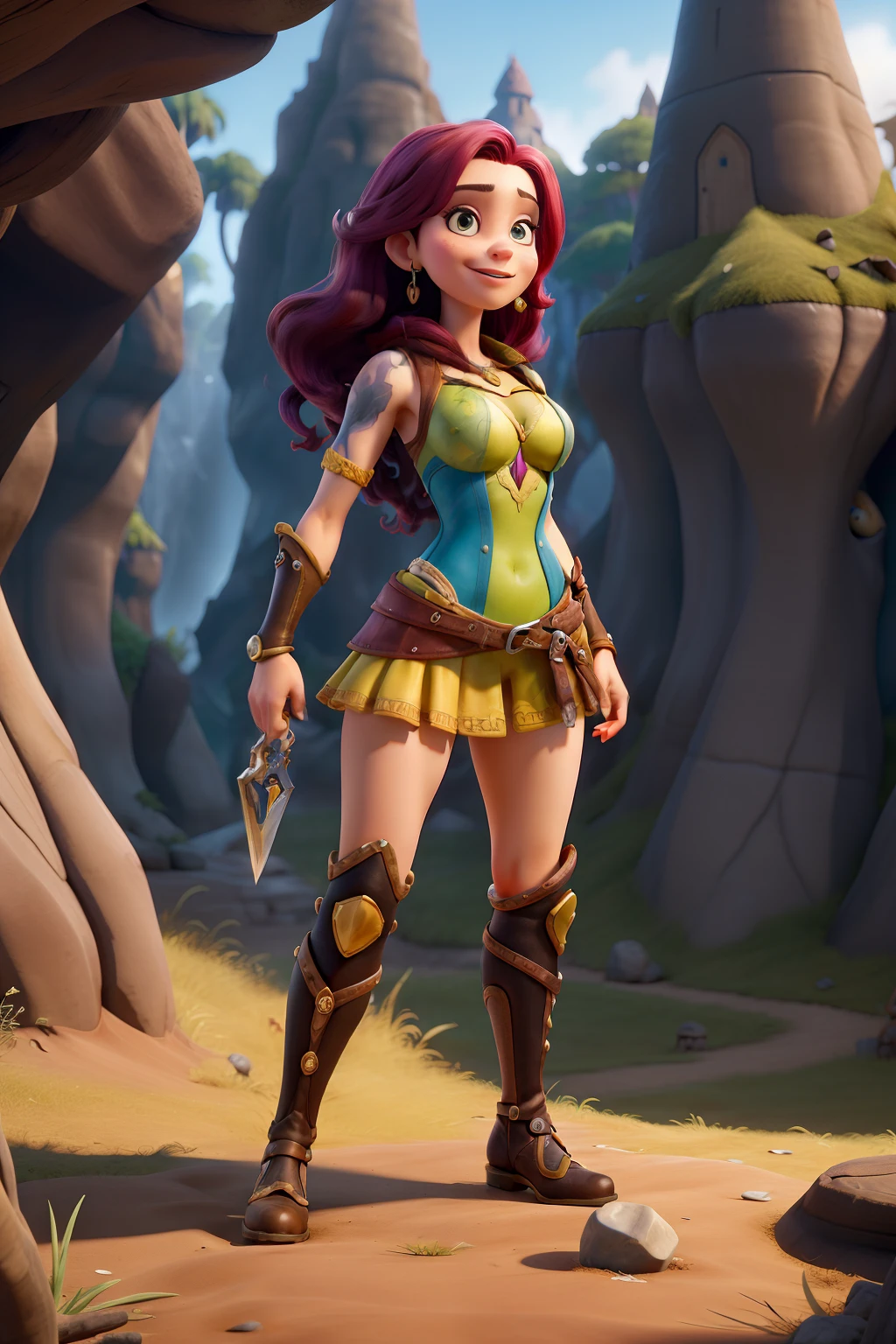 Uma pintura excepcional de uma mulher branca bonita, longos cabelos catanhos com mechas loiras, olhos grandes castanhos lacrimejantes, cintura fina, quadris largos, Vestidos Mage, magic colors, Estilo World of Warcraft, BY Blizzard Entretenimento, Ultra HD |, 8k, textura real da pele, Melhor Luz, Melhor sombra, Lina de dota2, Action, wizarding world, aerial view, boca pequena, nariz pequeno, olhos grandes, fofo