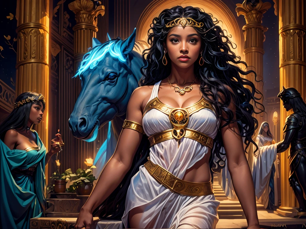 Um retrato de uma mulher negra, Deusa de ebano, in high definition, com um cavalo, em 8K de um mulher negra majestosa de 18 anos, Deus do Mar, Deus do Oceano, Luthien, arte de deus, Deus da mitologia grega, Deus da Lua, Deus do amor e da paz, deus bonito, Mitologia do Deus da Terra, o deus Eros, Um retrato impressionante de um deus, Frank Kelly Freas, Estilo Karol Bak, ((beautiful face)), Ultra Definition, melhor qualidade, 32k ultra | | | | | | | | | | | | | | | | | | | | | | | | , Ultra HD | | | | | | | | | | | | | | | | | | | | | | | |