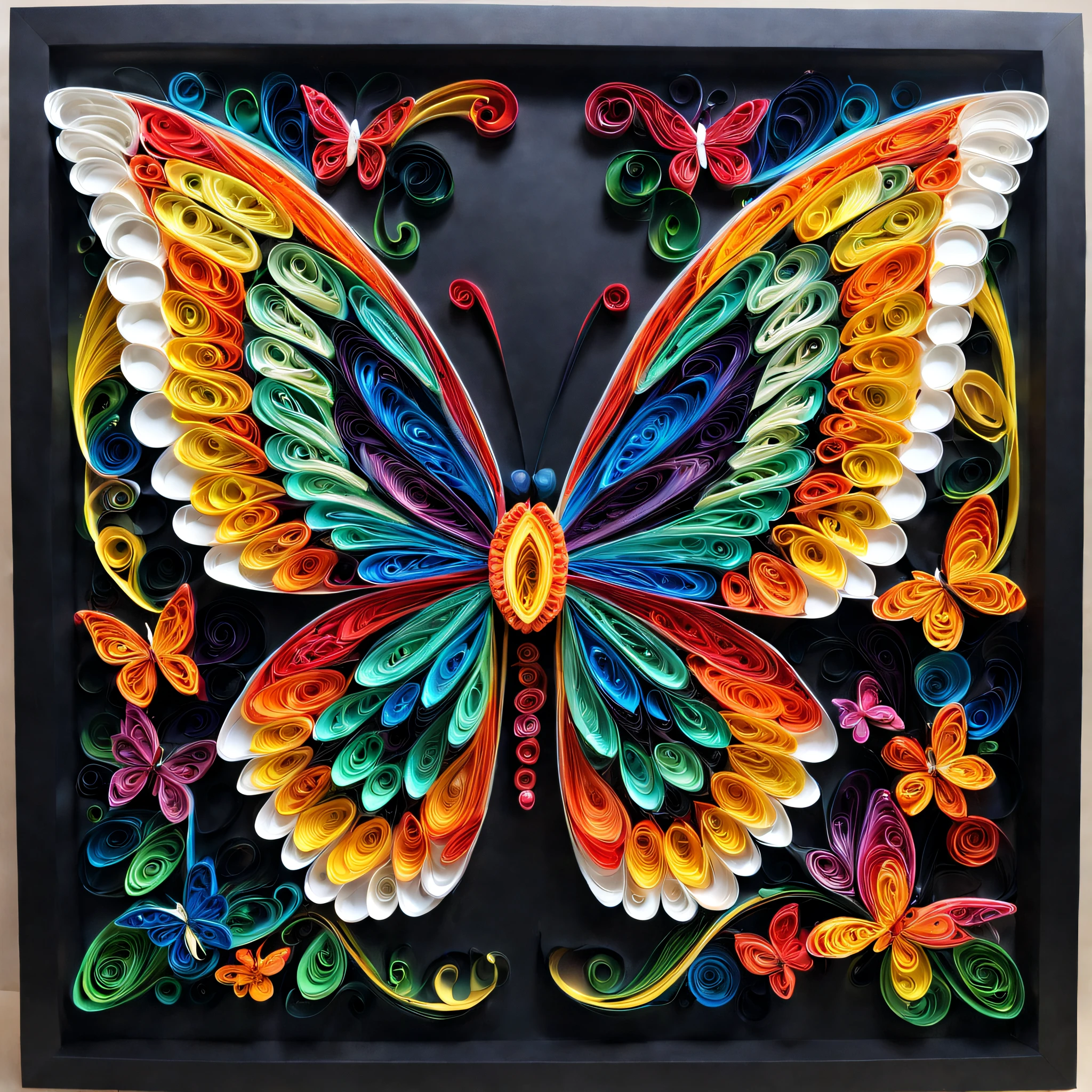 A giant butterfly,multi dimensional paper quilling,Artistically, yang08k,big breasts beautiful,Colorful, tmasterpiece,top-quality,best qualityer,offcial art,Beautiful and beautiful,
