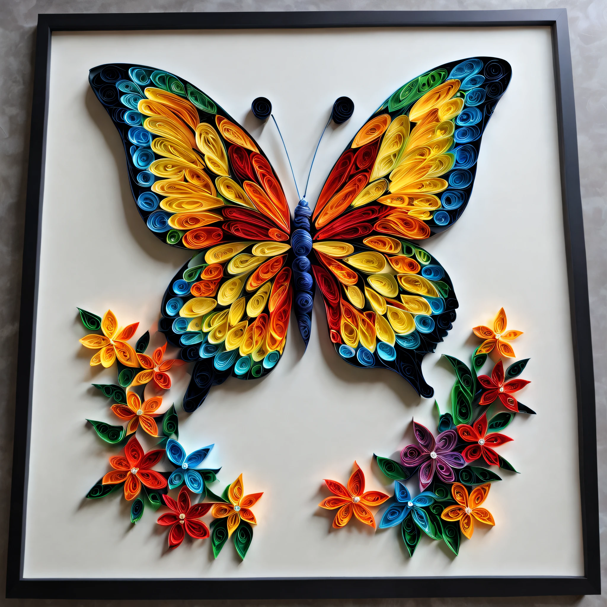 A giant butterfly，multi dimensional paper quilling，Artistically， yang08k，big breasts beautiful，Colorful， tmasterpiece，top-quality，best qualityer，offcial art，Beautiful and beautiful，