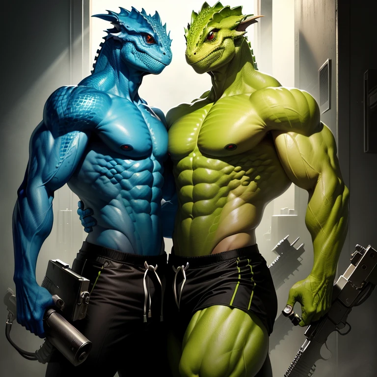 LIZARD GANGSTER MALE MASCULINE MUSCLE