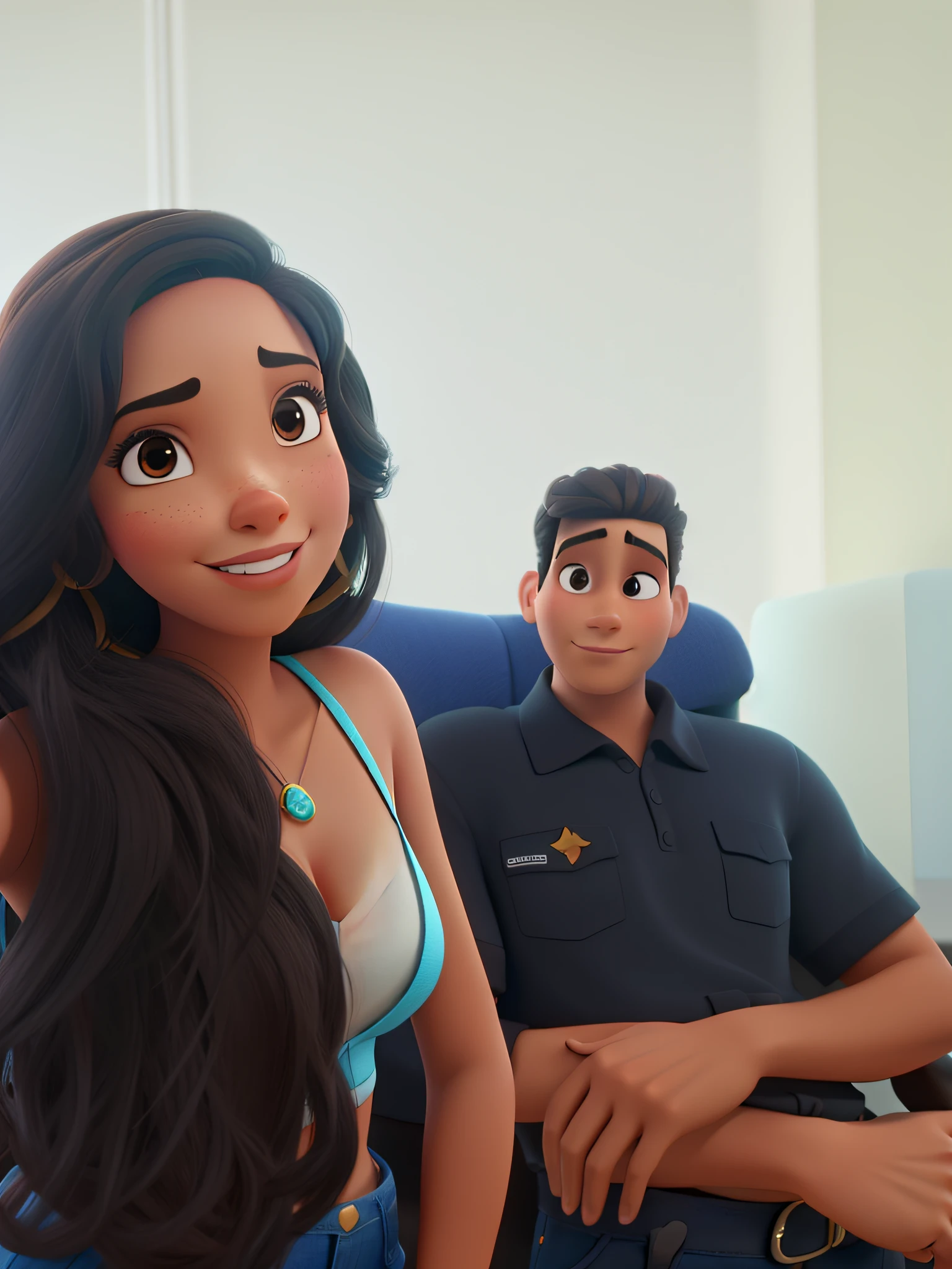 a mulher morena estilo Disney Pixar, alta qualidade melhor qualidade