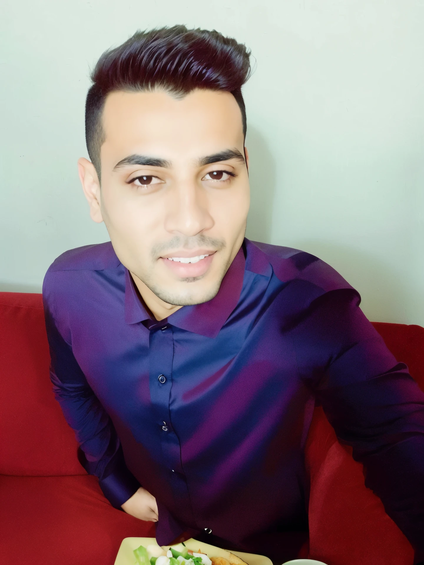 sharp man sitting on a red sofa with a plate of food, Mohamed Chahin, Emad Mostaque, Alex, Mohamed Reda, andres rios, caio santos, Riyahd Cassiem, saâdane afif, Jose Miguel Romano Francisca, Estilo Mohamed Chahin, Alejandro, Estilo Zigor Samaniego, Amr Elshamy