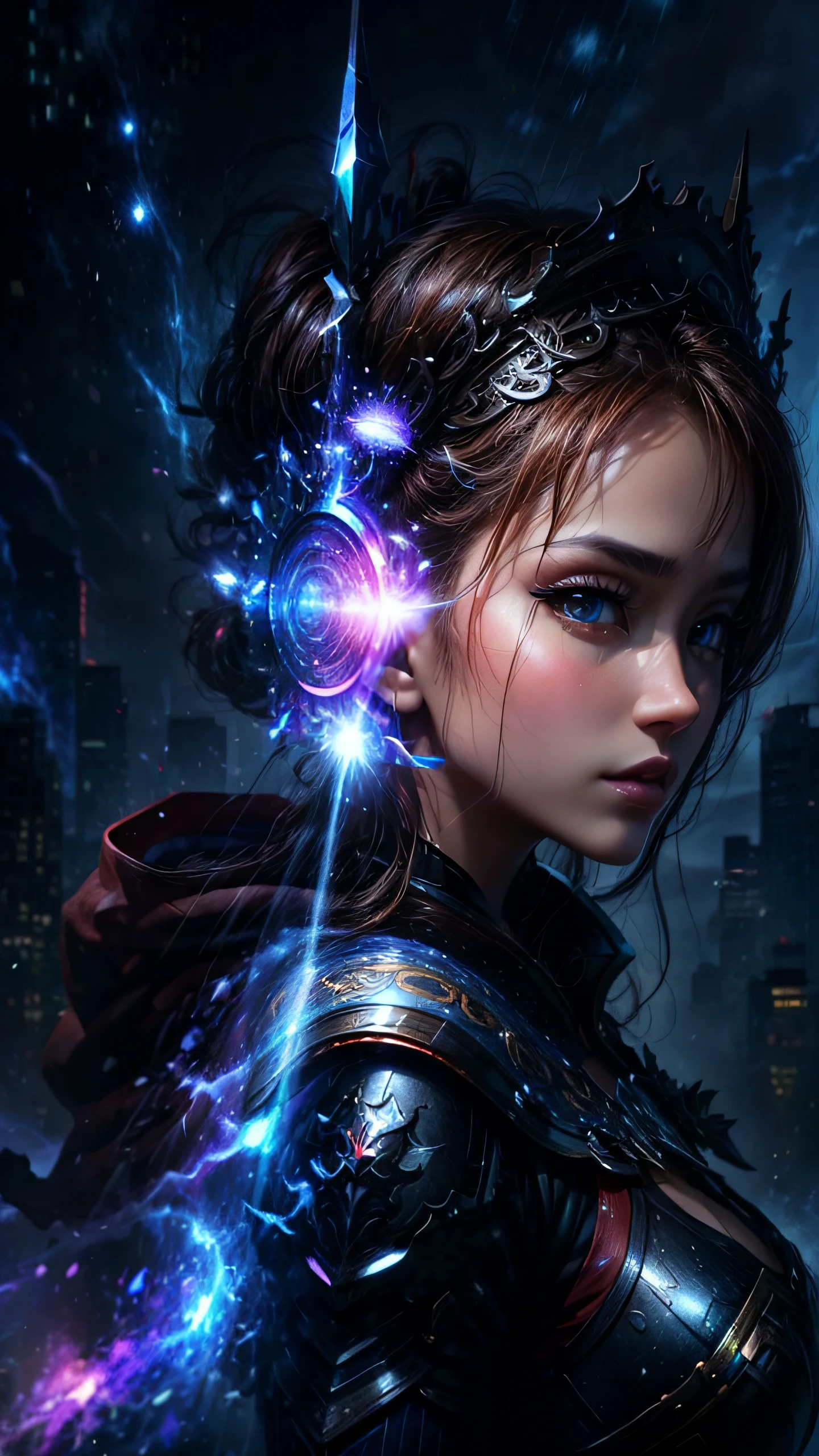 hight resolution、8K、Beautuful Women、digital queen、digital ruler、Electronic World、Electronic City、Lightning、Spark