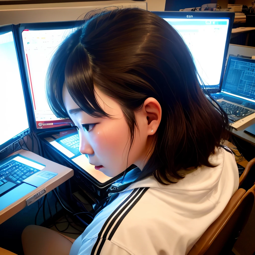 Erika Ikuta looks at the computer box.「Ha, I don't understand.」Saying