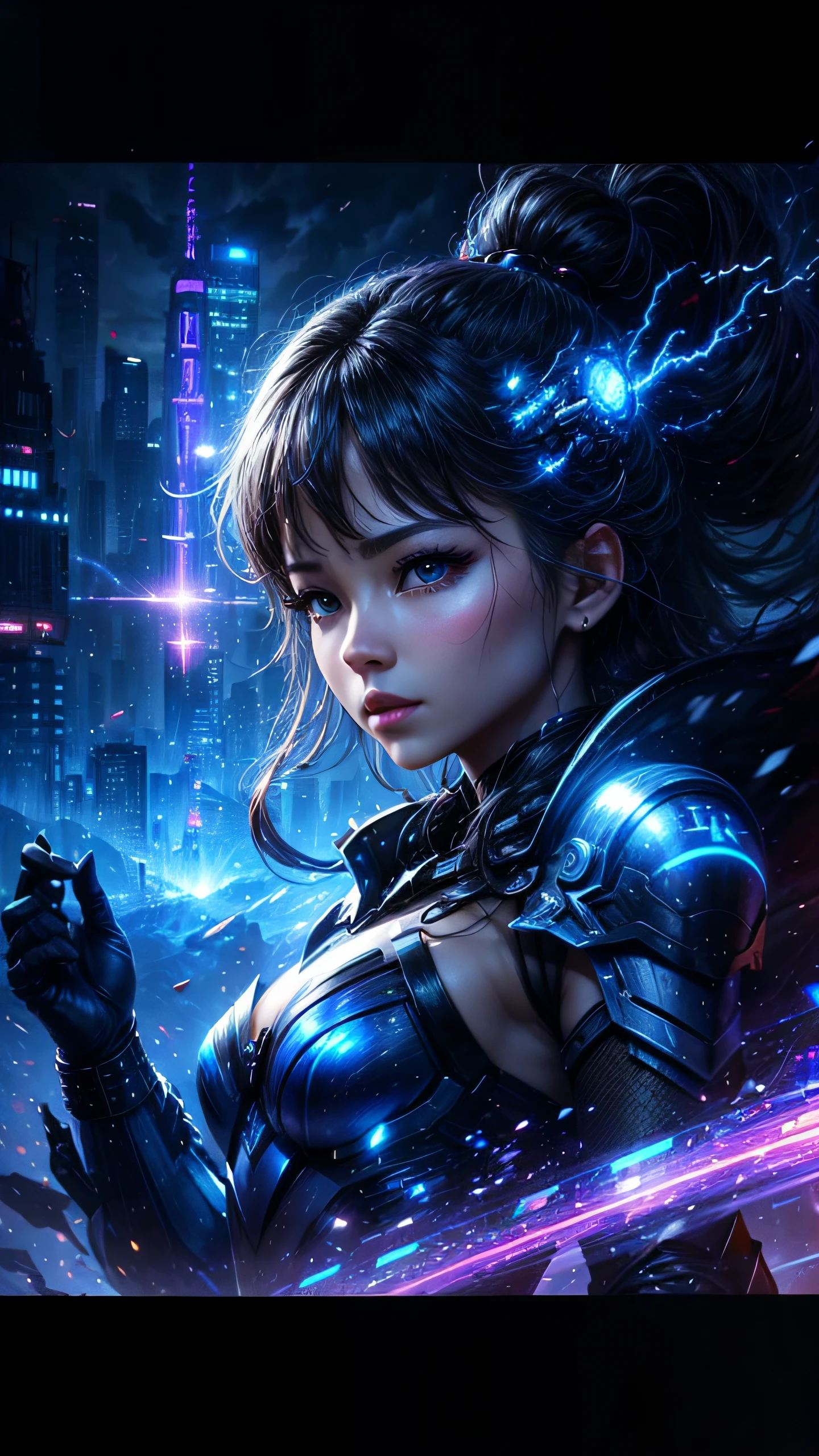 hight resolution、8K、Beautuful Women、digital queen、digital ruler、Electronic World、Electronic City、Lightning、Spark