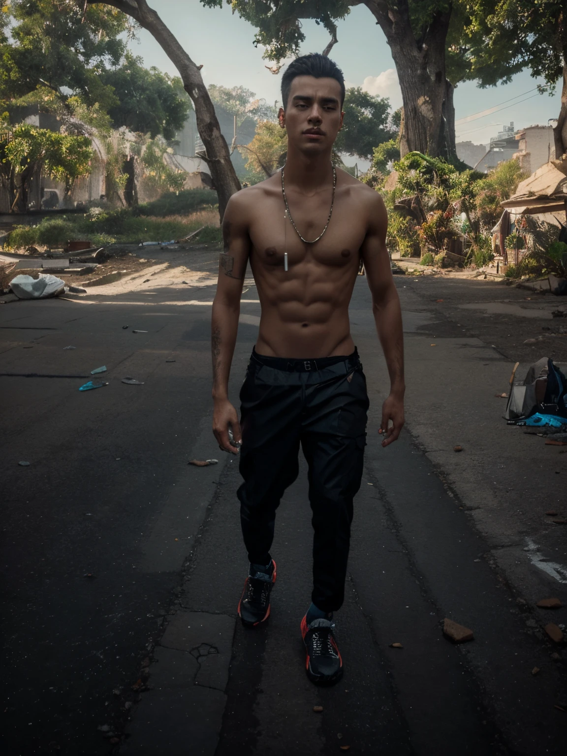 Change background cyberpunk handsome boy, realistic face, 8k, ultra realistic, body transform,