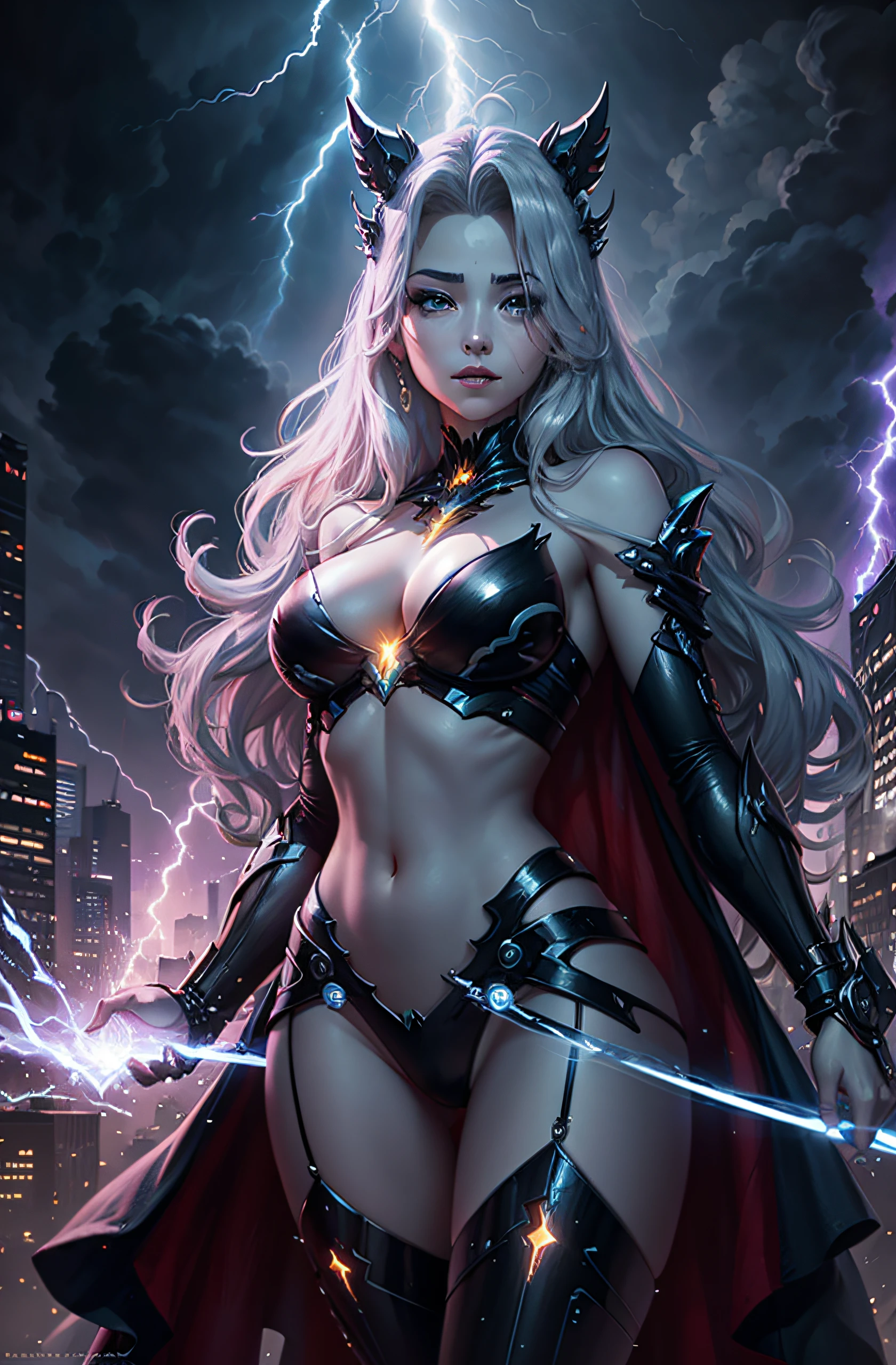 hight resolution、8K、Beautuful Women、digital queen、digital ruler、Warrior、Enveloped in an aura、Cyber World、Electronic World、Electronic City、Lightning、Spark