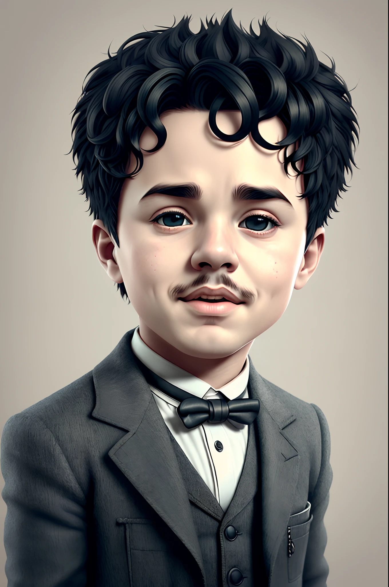 (cbzbb:1.25), portrait of the cutest illustration of Charlie Chaplin, artstation, CGI_Animation,