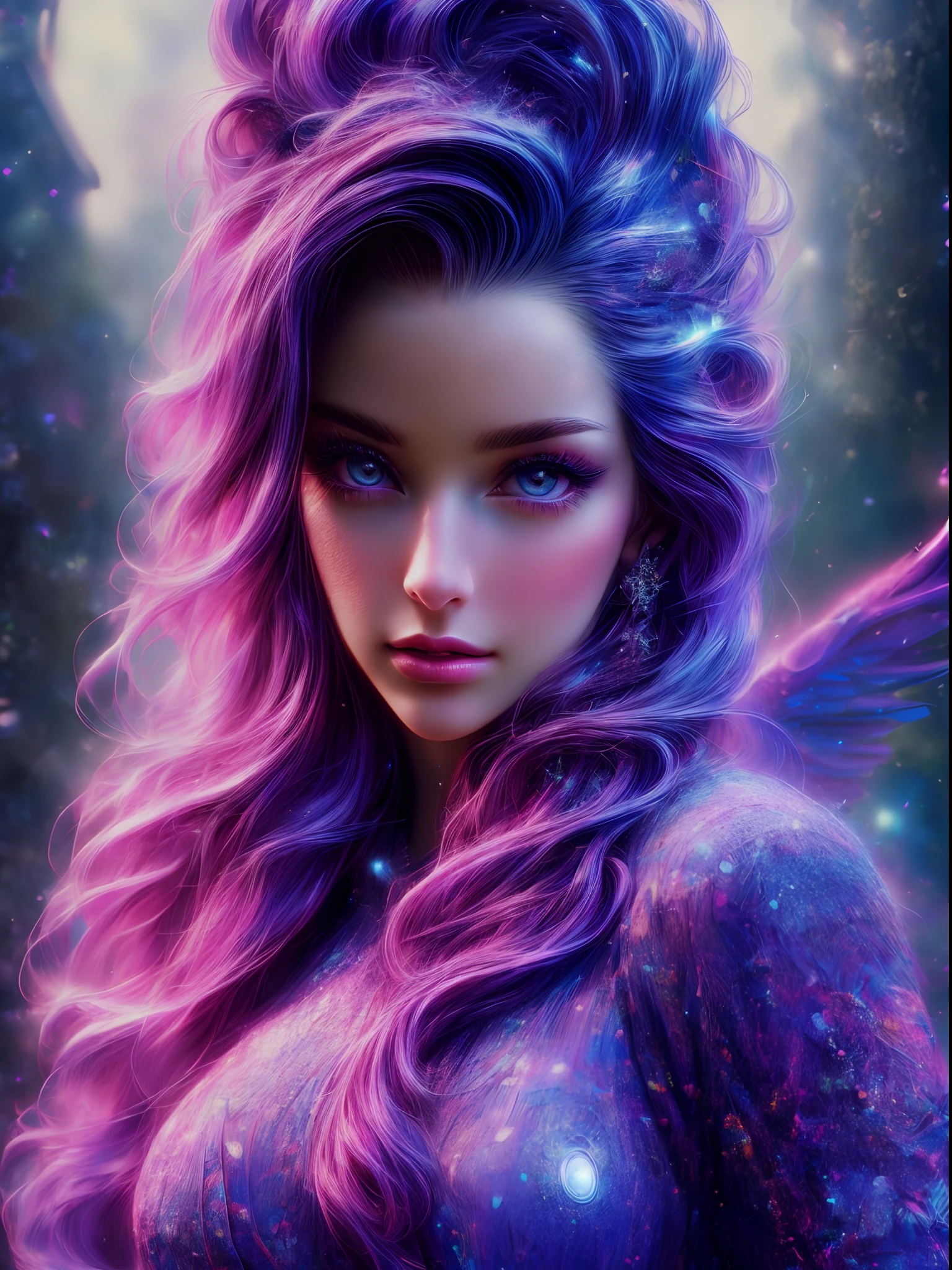 (best quality,4k,8k,highres,masterpiece:1.2),ultra-detailed,(realistic,photorealistic,photo-realistic:1.37),hyper realistic,wanda maximoff,beautiful detailed eyes,beautiful detailed lips,extremely detailed eyes and face,long eyelashes,[magical wings],[magical eyes],futuristic avatar,full avatar,out of the world background,vibrant colors,studio lighting,sharp focus,strong bokeh,physically-based rendering
