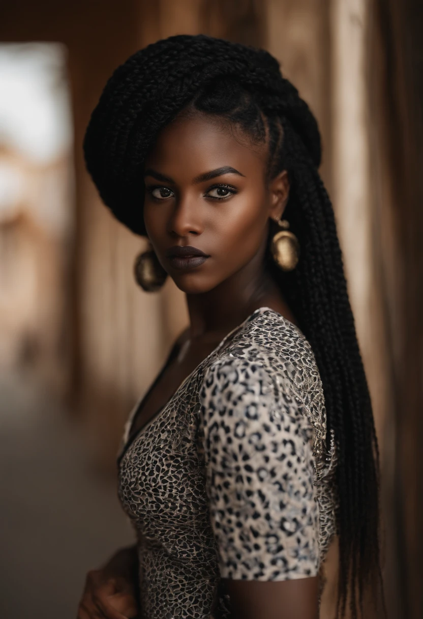 Garota, africana, negra, de olhos anbar, cabelo longo, idade 16 a 19 anos ,vestindo ums short sexual ,corpo todo