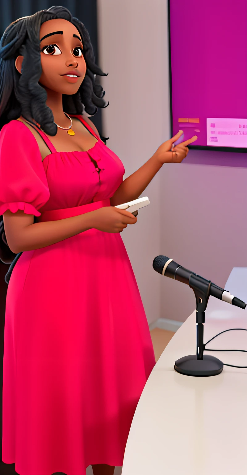 Mulher negra em um podcast