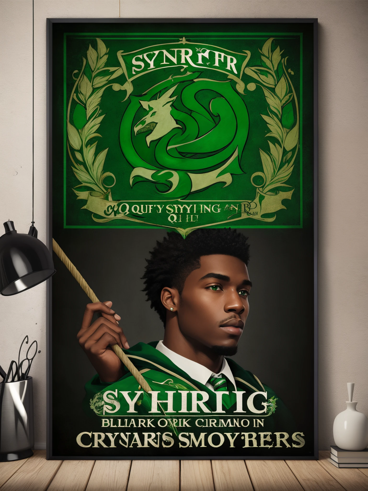 Slytherin black male quiditch champion poster