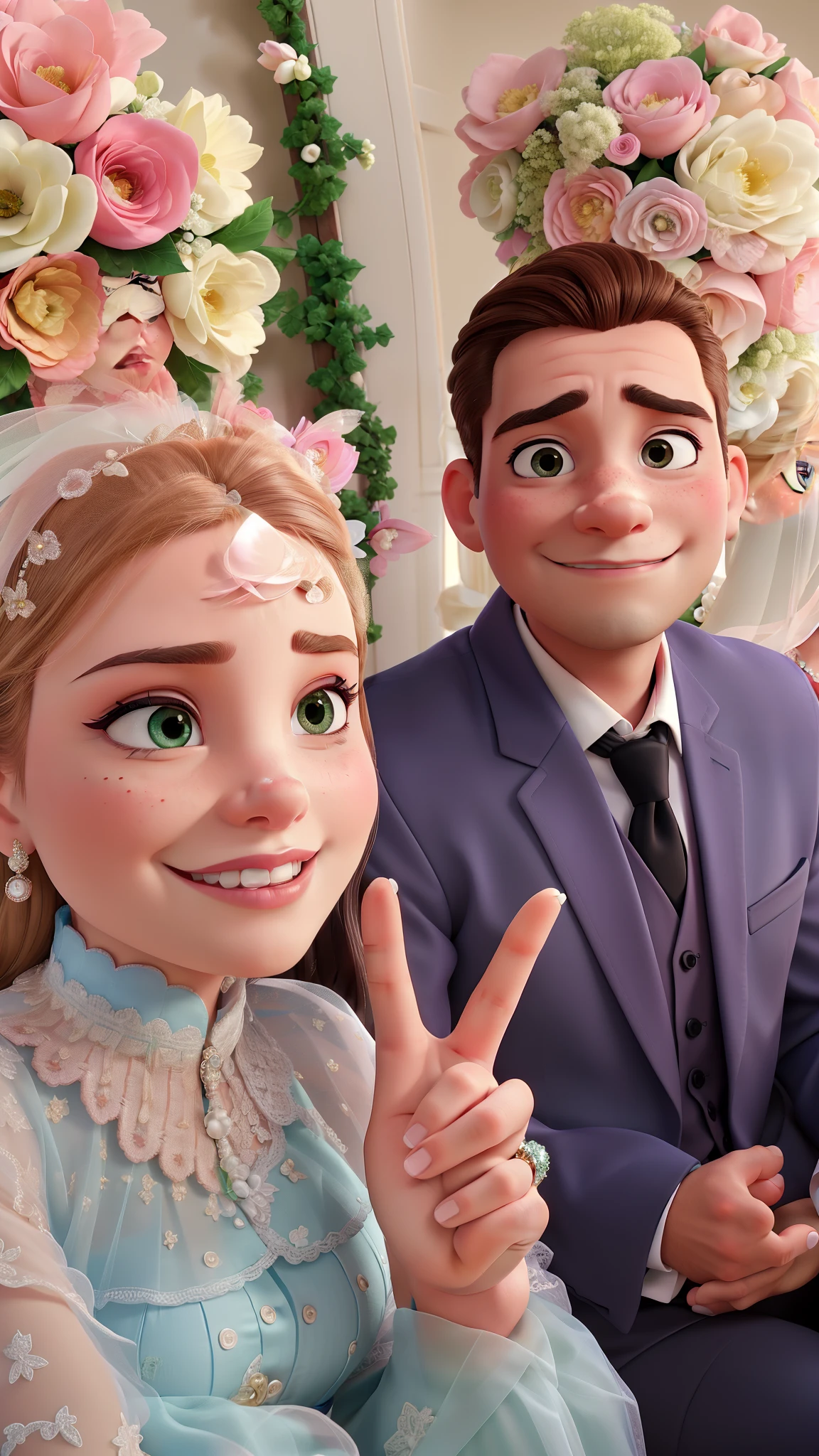 there is a man and woman sitting next to each other, wedding, happy couple, full makup, lovely couple, groom, couple, with professional makeup, bride and groom, bride, makeup, comming, 🤬 🤮 💕 🎀, wedding photo, profile picture, profile pic, with ivy, facebook post, full protrait, close up potrait, realistic face 8K ultra high quality hd