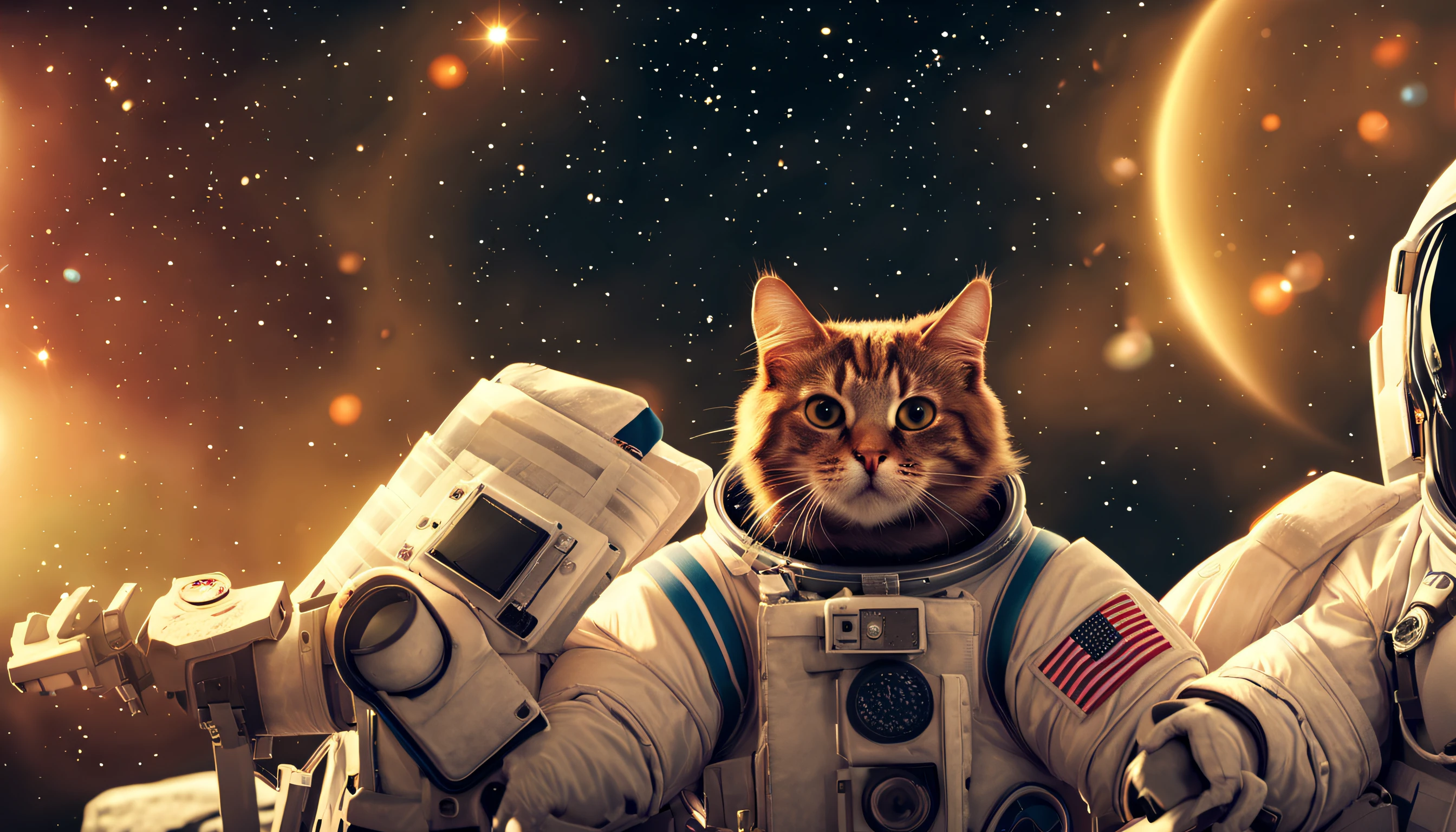 There's an orange cat in a space suit, renderizado ......3d fofa, renderizado ..3D estilizado, Q version, ..3D rendering 8K character art, Digital painting nice, ........3d, Super detailed rendering white background