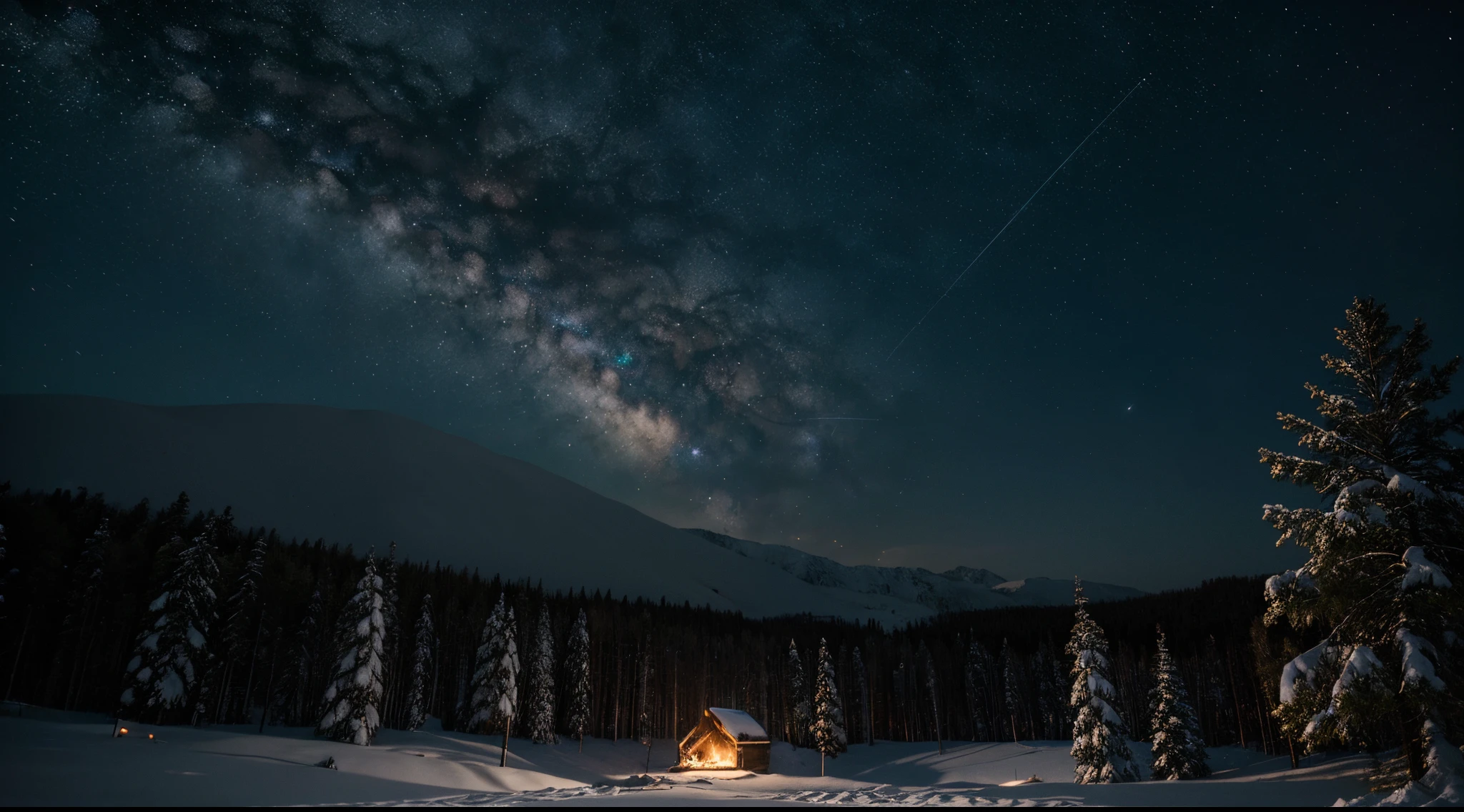 Desktop wallpaper, minimalism, woods, small fire, night starry sky, снято на Canon EOS 5D Mark IV, снято на Canon EOS 1D X Mark III