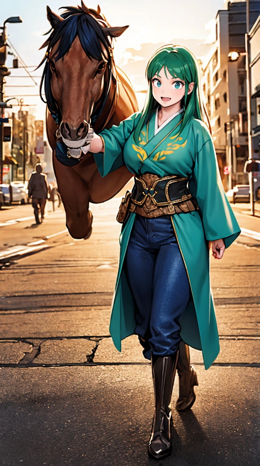 masterpiece, best quality,, corset, breastplate,lum, , urusei yatsura, cloak, pants, pullover kimono,martial pov,, pantyhose, sharpteeth, standing,smile, matial art,, full body, boots , pant, medium breast, pants, pullover,martial pov,god rays, ray tracing, sparkle, cinematic lighting, UHD, retina, masterpiece, ccurate, anatomically correct, textured skin, super detail, high details, high quality, award winning, best quality, highres, 1080P, HD, 4K, thunder aura, light aura, sharpteeth,, super powers, full body, standing, kimono,woman-medieval-clothes, fangs, smile, green hair,, teeth, big breast, long hir