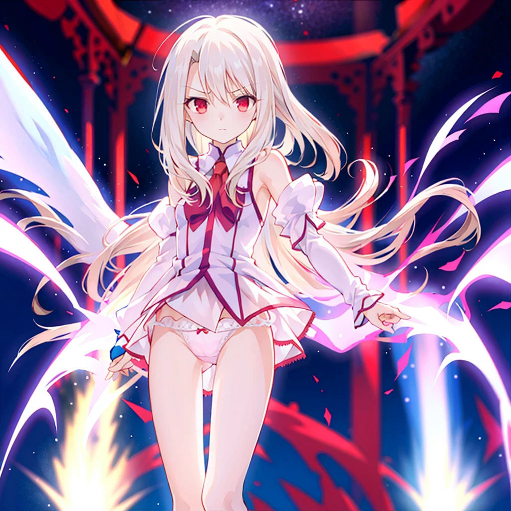 (masterpiece:1.4), (best quality:1.4), 1girl, solo, armpits,
red eyes, white hair, long hair, (illyasviel von einzbern:1.2), bangs, hair between eyes, (buruma), frown, angry,
looking at viewer,
Indoor, sky, night, (standing spreading legs:1.5, perfect anatomy, panties:1.5), (ultra close distance front face shot:1.1),