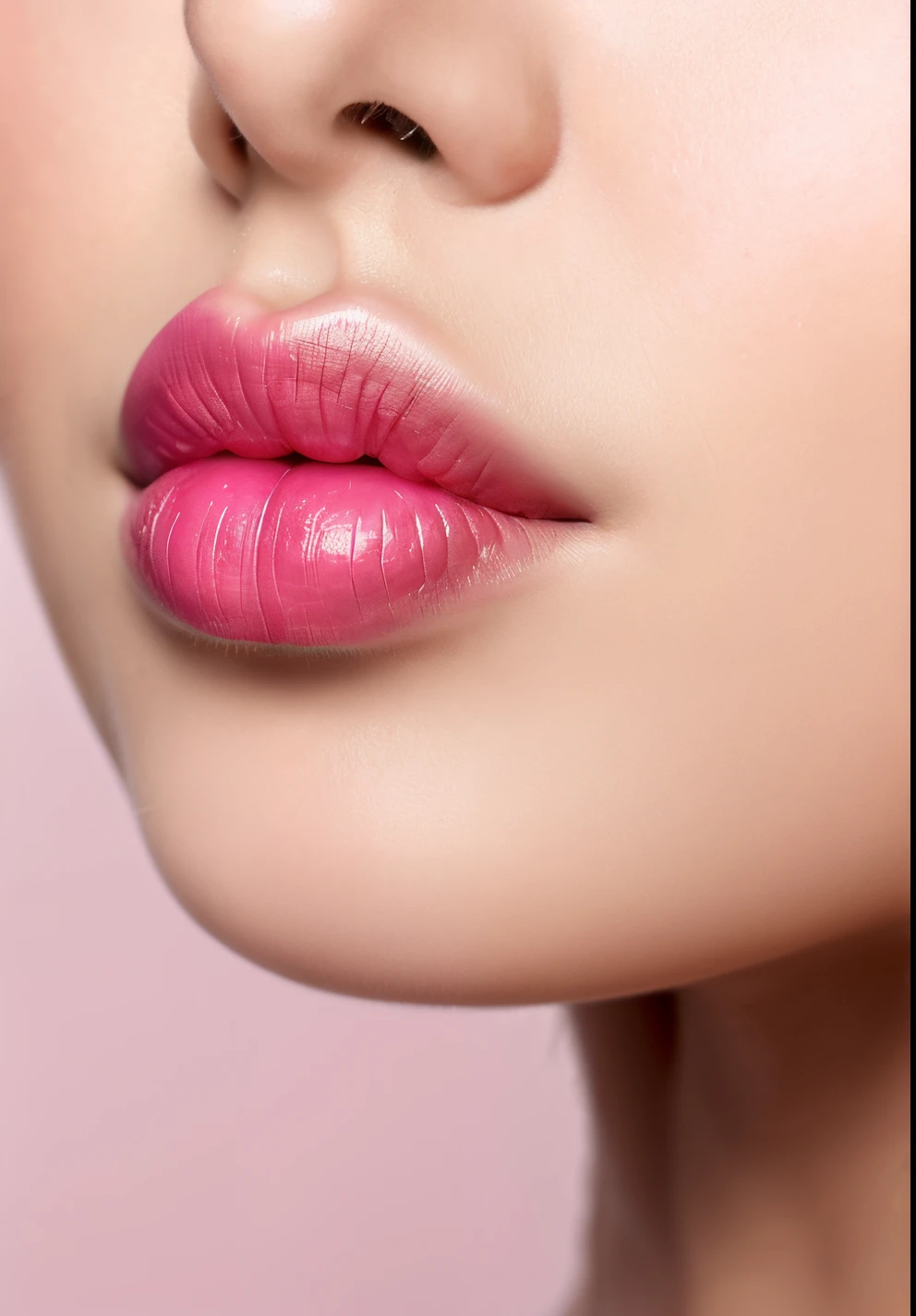a close up of a woman with a very long nose and a very long nose, glossy lips, natural lips, perfect lips, full glossy lips, beautiful lips, sexy lips, luscious lips, thin lips, small plump lips, smoothed lip line, thick lips, thin pursed lips, thin light pink lips, plump lips
