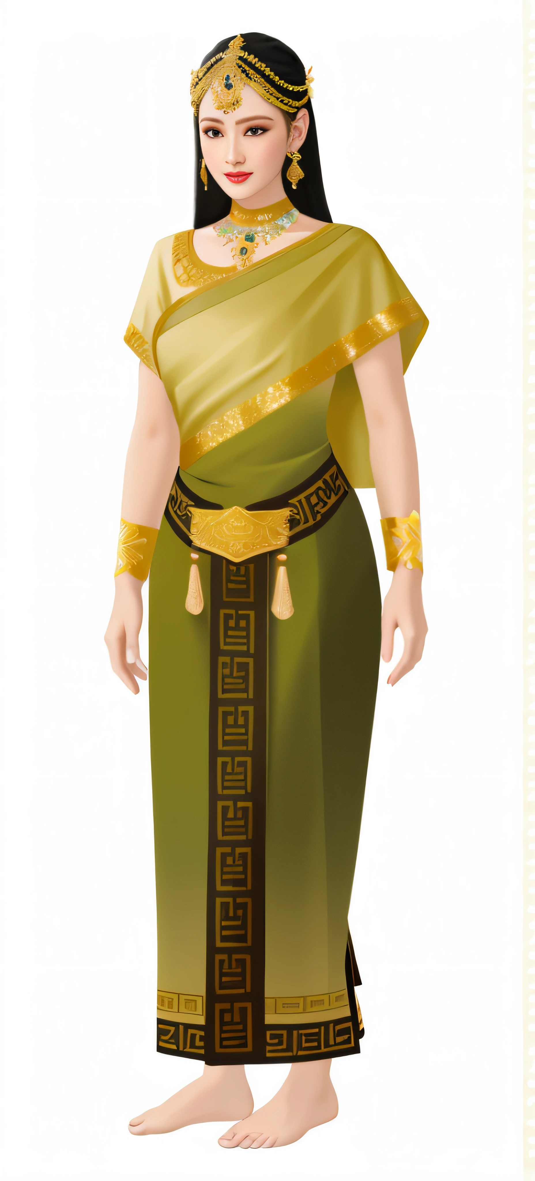 8K Ultra HD, highly detailed, super realistic, painting of old thai woman in a traditional thai costume, sukhothai costume, ancient libu princess, ancient asian dynasty princess, very detailed and rich clothing, costume desig, wearing an ornate outfit, wearing sari, wearing ornate clothing, wearing an elegant tribal outfit, wearing a sari, dressed in a sari, elegant ancient greek dress, she is dressed in shaman clothes