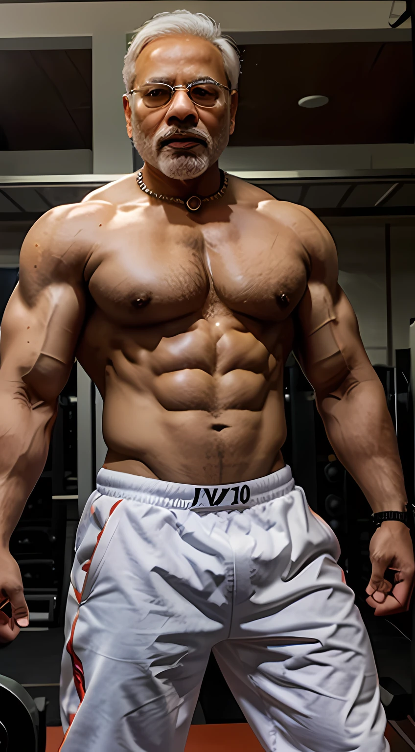 Narendra modi jacked, very muscular in the gym