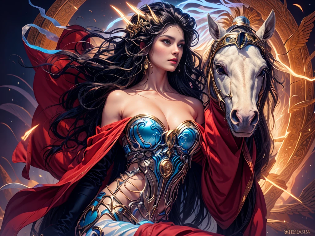 A portrait of a woman in high definition, com cavalo ((um cavalo)), em 8K de um mulher anjo de 18 anos, (( angel with several majestic wings,)), Deus do Mar, Deus do Oceano, Luthien, arte de deus, Deus da mitologia grega, Deus da Lua, Deus do amor e da paz, deus bonito, Mitologia do Deus da Terra, o deus Eros, Um retrato impressionante de um deus, Frank Kelly Freas, Estilo Karol Bak, ((beautiful face)), Ultra Definition, melhor qualidade, 32k ultra | | | | | | | | | | | | | | | | | | | | | | | | | | , Ultra HD | | | | | | | | | | | | | | | | | | | | | | | | | |