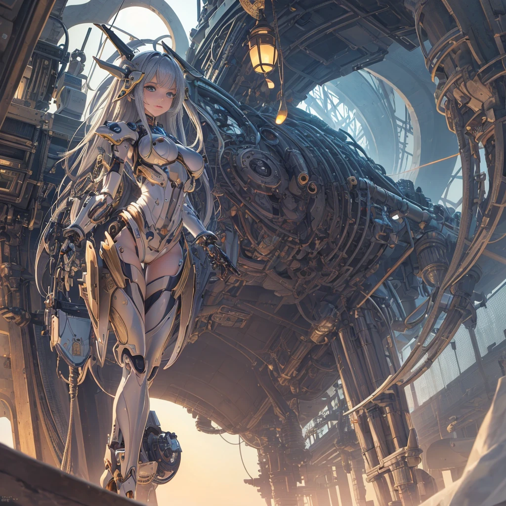 (original) , (very detailed wallpaper) , very detailed illustrations, (1 Girl) , beautiful eyes, (delicate face) , perfect detail, ((mechanical parts)), mechanical spine, mechanization, future, wide hips, laboratory, ((mecha)), stylish energy \(module\), repairing, (best lighting) , (super complex detail) , 4K Unity, (super detailed CG: 1.2) , (8K: 1.2) , lifelike, --auto