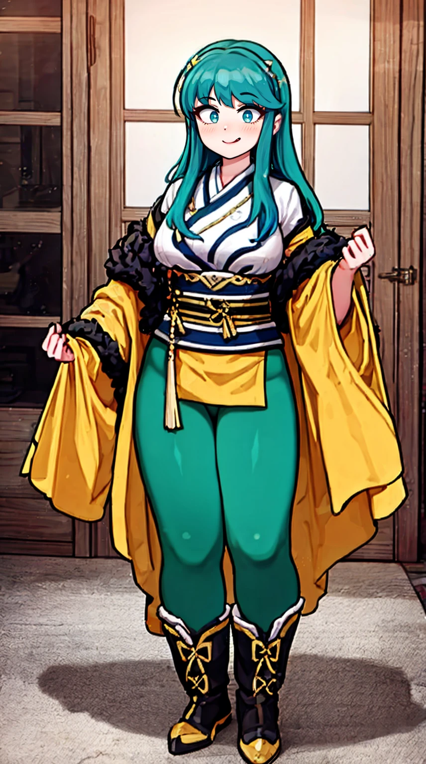 masterpiece, best quality,, corset, breastplate,lum, , urusei yatsura, cloak, pants, pullover kimono,martial pov,, pantyhose, sharpteeth, standing,smile, matial art,, full body, boots , pant, medium breast, pants, pullover,martial pov,god rays, ray tracing, sparkle, cinematic lighting, UHD, retina, masterpiece, ccurate, anatomically correct, textured skin, super detail, high details, high quality, award winning, best quality, highres, 1080P, HD, 4K, thunder aura, light aura, sharpteeth,, super powers, full body, standing, kimono,woman-medieval-clothes, fangs, smile, green hair,, teeth, big breast, long hir