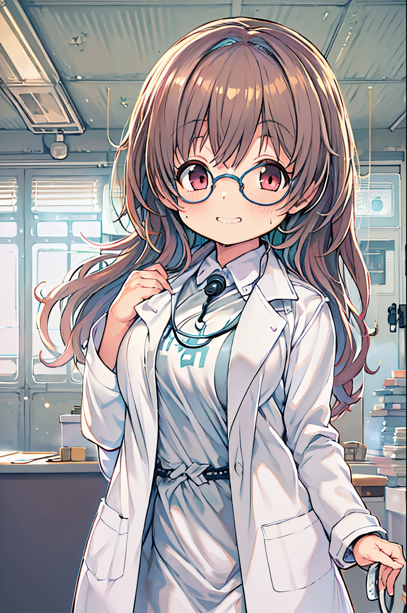 (Best Quality, masutepiece: 1.1), 1 girl、Anime character wearing a white lab coat, Smooth Anime CG Art, with white coat, wearing a white hospital gown, wearing lab coat and a blouse, With a stethoscope, doctor, makoto shinka, wearing lab coat, (doctor), By Shinkai Makoto. a digital rendering, stethoscope!, photorealistic anime girl render、huge-breasted、bbw