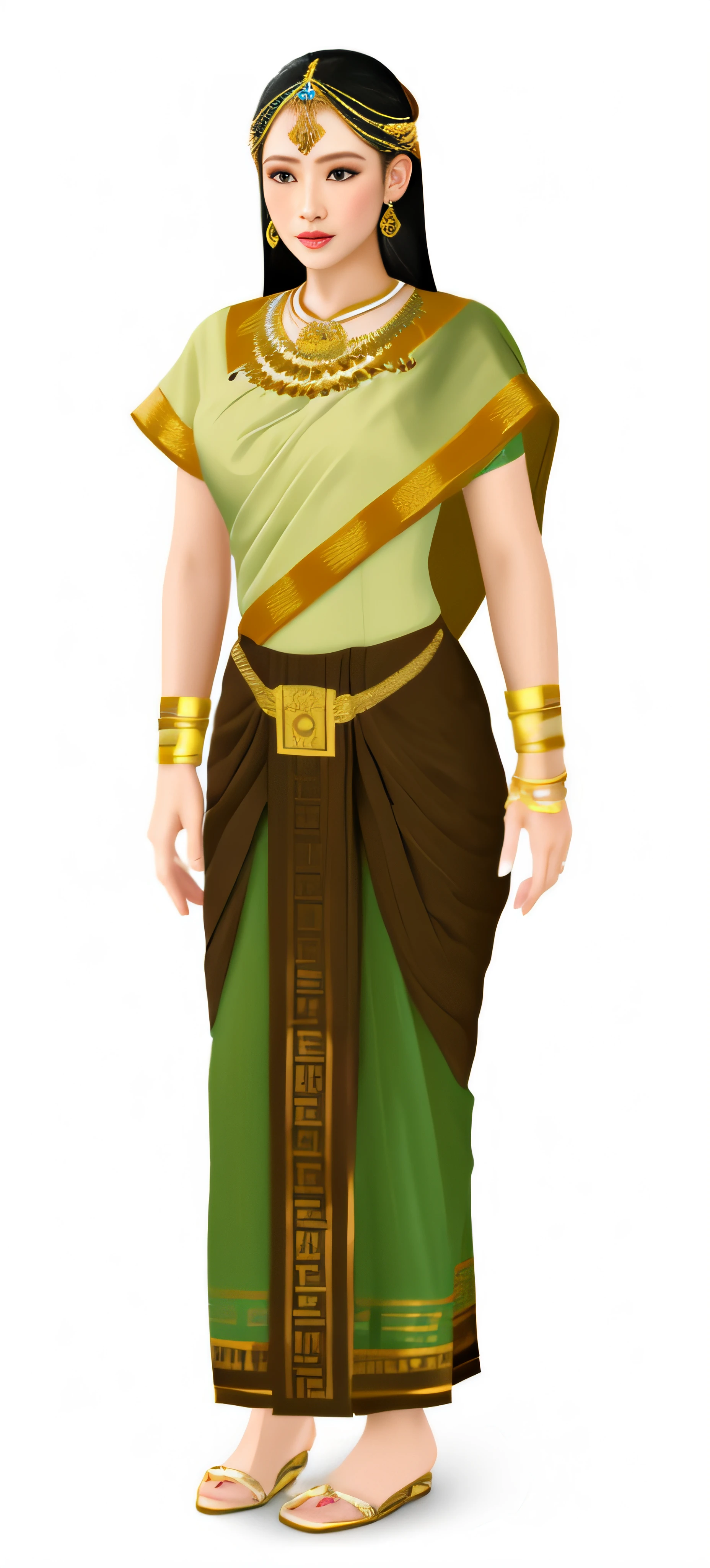 8K Ultra HD, highly detailed, super realistic, painting of old thai woman in a traditional thai costume, sukhothai costume, ancient libu princess, ancient asian dynasty princess, very detailed and rich clothing, costume desig, wearing an ornate outfit, wearing sari, wearing ornate clothing, wearing an elegant tribal outfit, wearing a sari, dressed in a sari, elegant ancient greek dress, she is dressed in shaman clothes