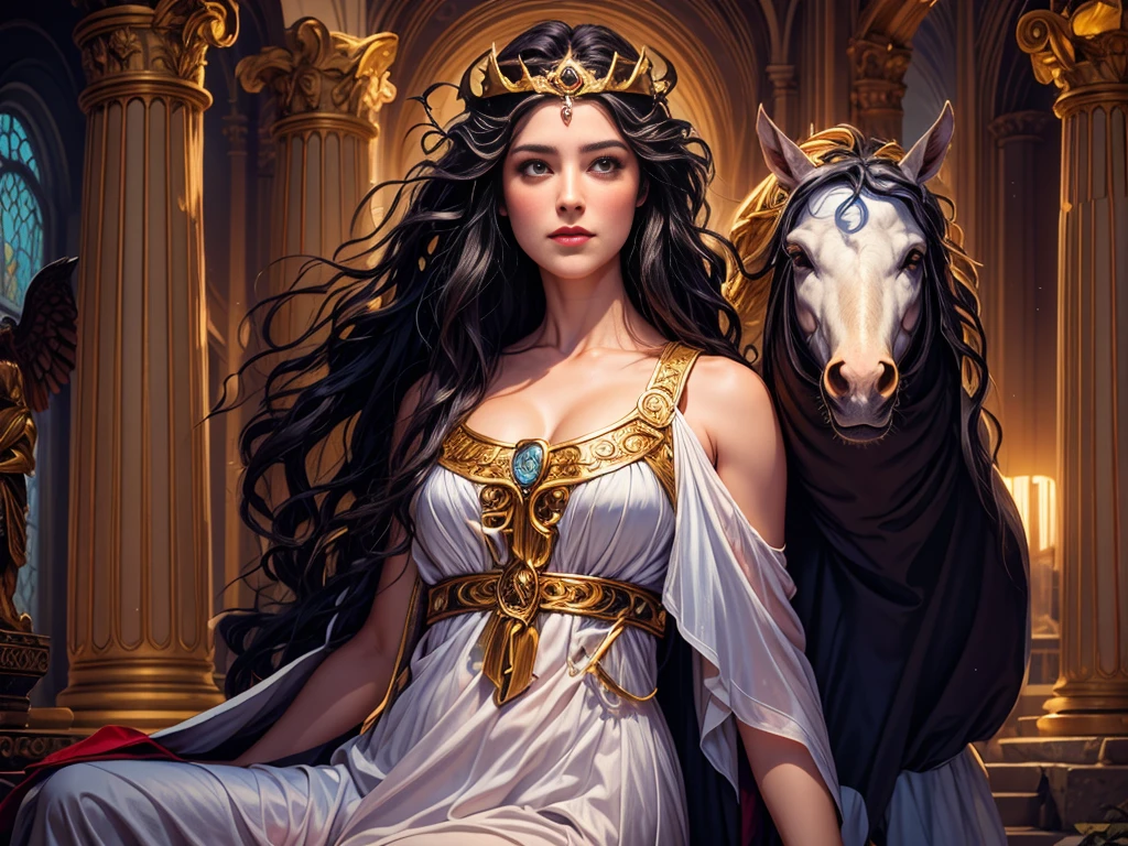 A portrait of a woman in high definition, com cavalo ((um cavalo)), em 8K de um mulher anjo de 18 anos, ((  angel with several majestic wings,)), Deus do Mar, Deus do Oceano, Luthien, arte de deus, Deus da mitologia grega, Deus da Lua, Deus do amor e da paz, deus bonito, Mitologia do Deus da Terra, o deus Eros, Um retrato impressionante de um deus, Frank Kelly Freas, Estilo Karol Bak, ((beautiful face)), Ultra Definition, melhor qualidade, 32k ultra | | | | | | | | | | | | | | | | | | | | | | | | | | , Ultra HD | | | | | | | | | | | | | | | | | | | | | | | | | |